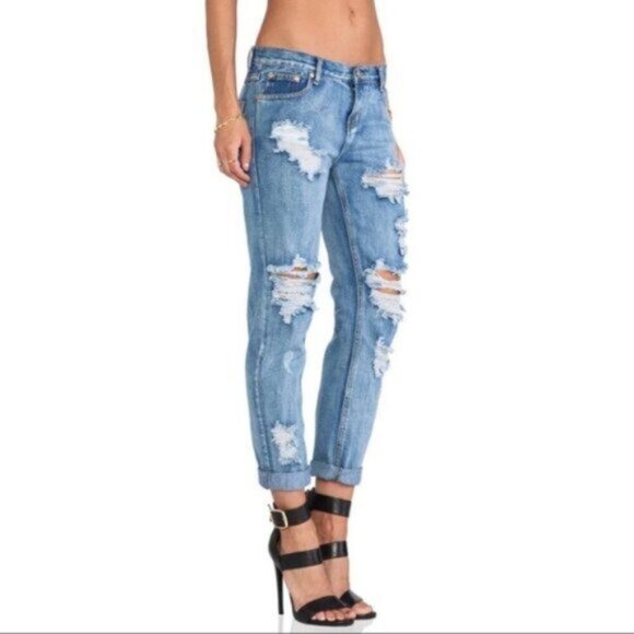 Free People One Teaspoon Awesome Baggie Jeans Distressed Boyfriend Straight leg - Picture 7 of 13